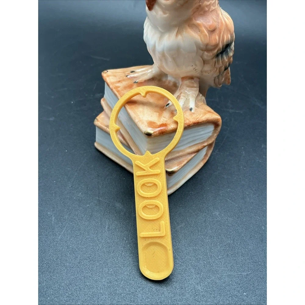 Porcelain Owl Figurine on a Stack of‎ Books With Gilded Corners-Unique